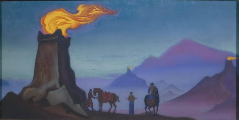 Fires of victory (Sentinel lights on the towers in Gobi) by Nicholas Roerich