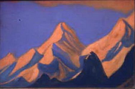 Flaming tops against the evening sky by Nicholas Roerich