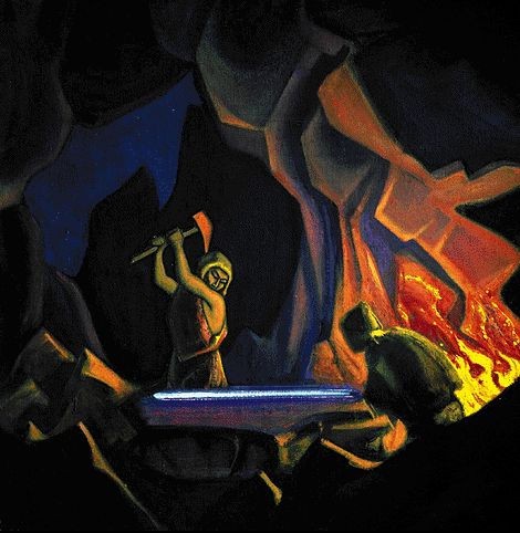 Forging the sword (Nibelung) by Nicholas Roerich