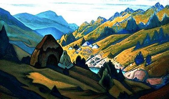 Hermit (By the Misterious Stone unknown old man has settled) by Nicholas Roerich