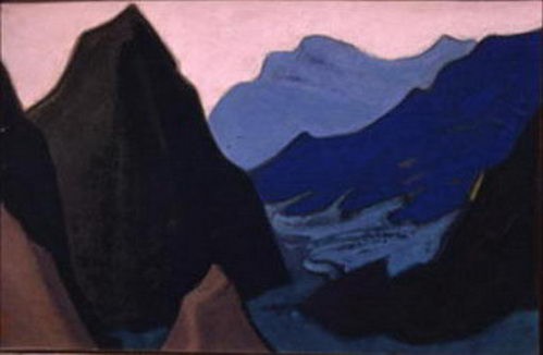 Himalayas. Gloomy cliff. by Nicholas Roerich