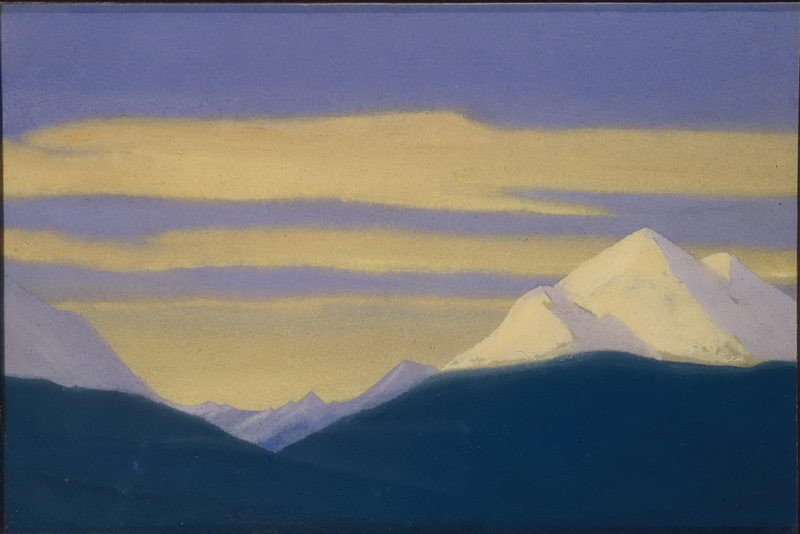 Himalayas. Golden clouds on a purple sky. by Nicholas Roerich