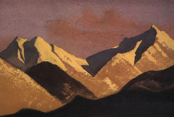Himalayas. Mountains lit by sunset. by Nicholas Roerich