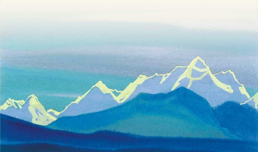Himalayas. Sunny contour of the mountains. by Nicholas Roerich