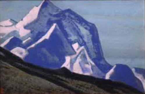 Himalayas. Tops of mountains with the turqoise sky. by Nicholas Roerich