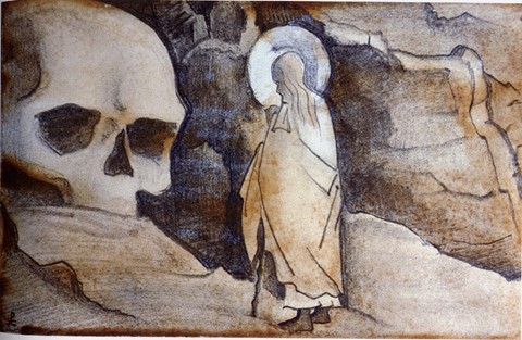 Issa and giant's head by Nicholas Roerich
