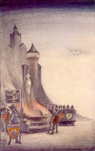 Jeanne d'Arc. In the fire. by Nicholas Roerich