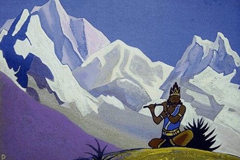 Krishna. Magic flute. by Nicholas Roerich