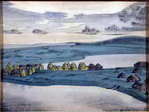 Lake village by Nicholas Roerich