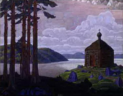 Landscape with chapel by Nicholas Roerich