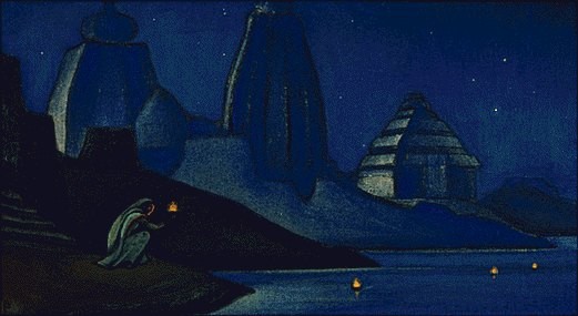 Lights on the Ganges. Flame of happyness. by Nicholas Roerich