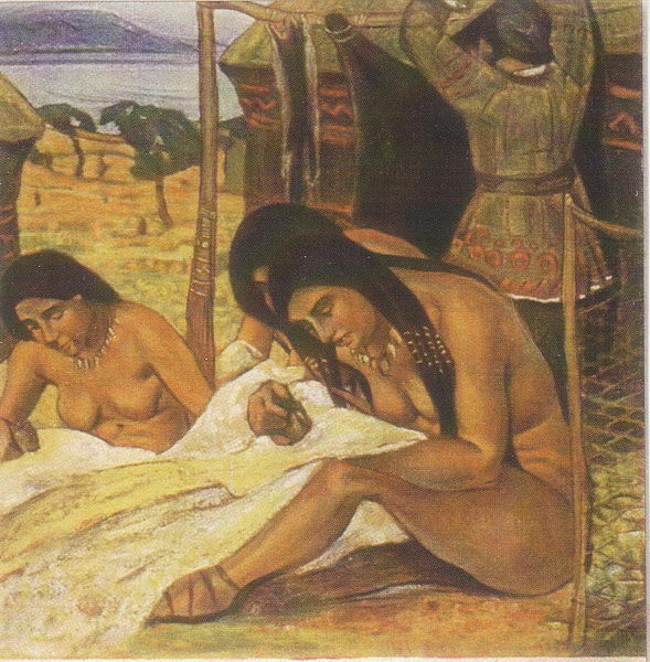 Making clothing (Stone Age) by Nicholas Roerich
