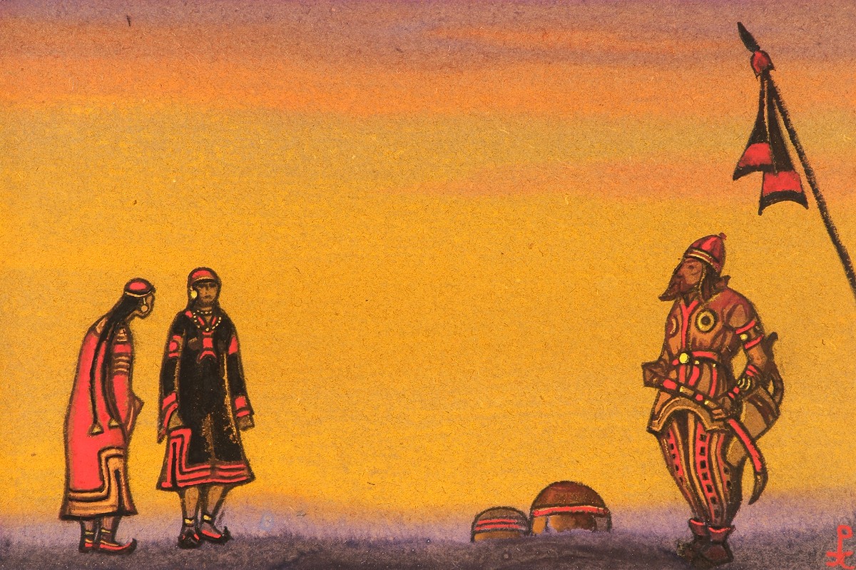 Polovets and girls by Nicholas Roerich