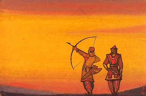 Polovets with bow by Nicholas Roerich