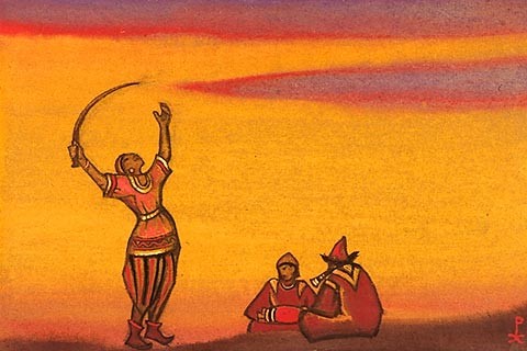Polovets with scimitar by Nicholas Roerich