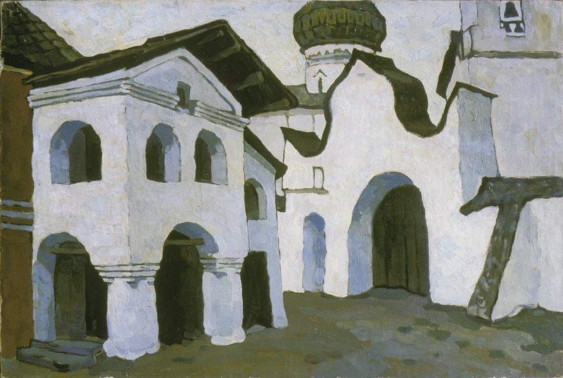Pskov churchyard by Nicholas Roerich