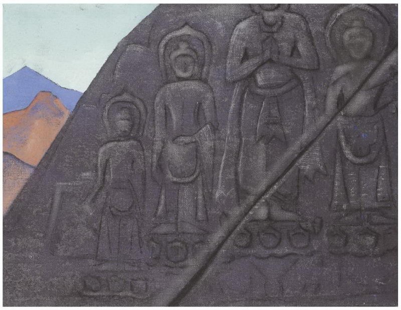 Rock Relief of Buddha by Nicholas Roerich