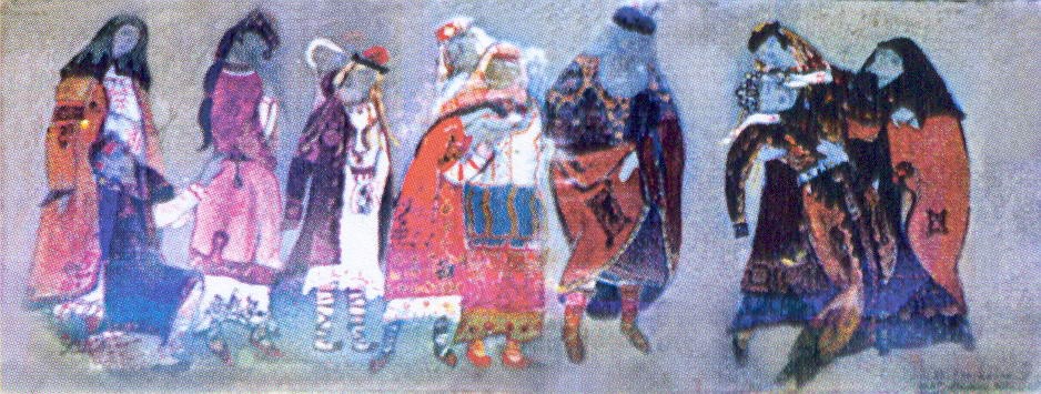 Sketches of costumes for "Prince Igor" by Nicholas Roerich