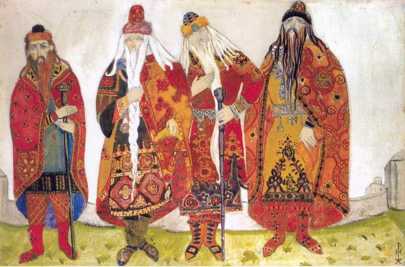 Sketches of costumes for "Prince Igor" by Nicholas Roerich