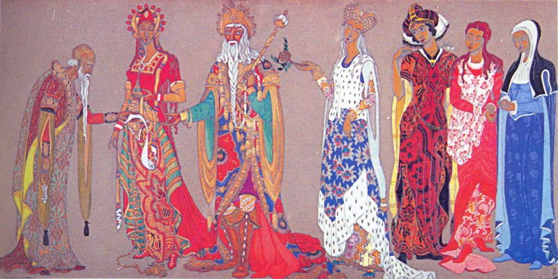 Sketches of costumes for "Princess Maleine" by Nicholas Roerich
