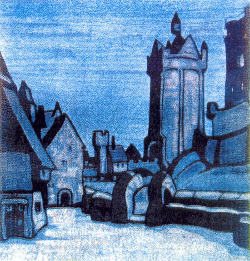 Street in front of castle by Nicholas Roerich