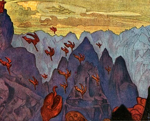 Study "Cry of the serpent" by Nicholas Roerich