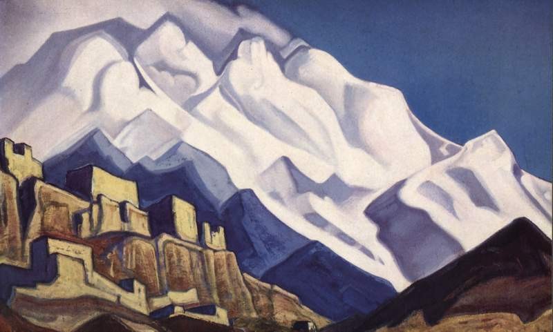 Tibet. Monastery in the mountains. (Rakaposhi) by Nicholas Roerich