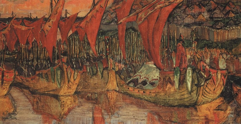 Vladimir campaign to Korsun (Red Sails) by Nicholas Roerich