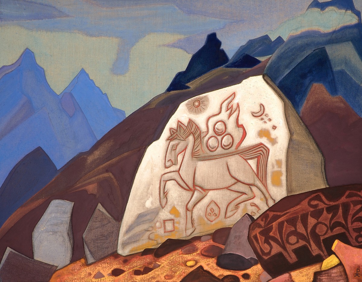 White Stone (Sign of Cintamani or Horse of happiness) by Nicholas Roerich