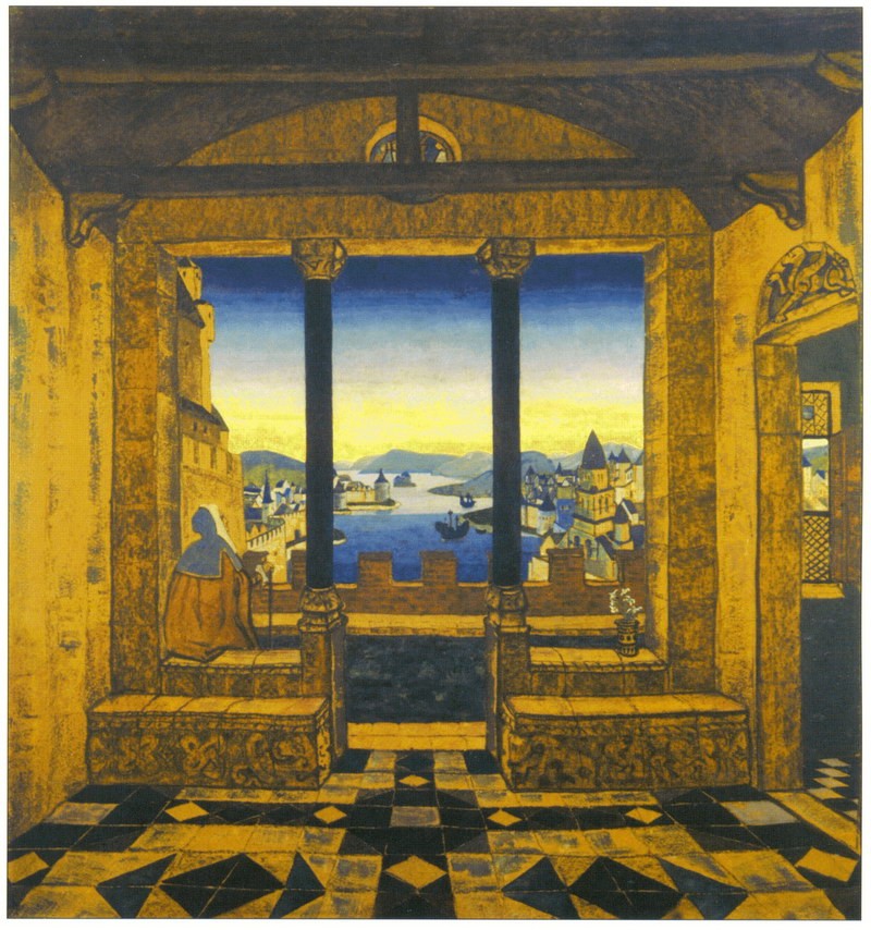 Yard in front of castle by Nicholas Roerich