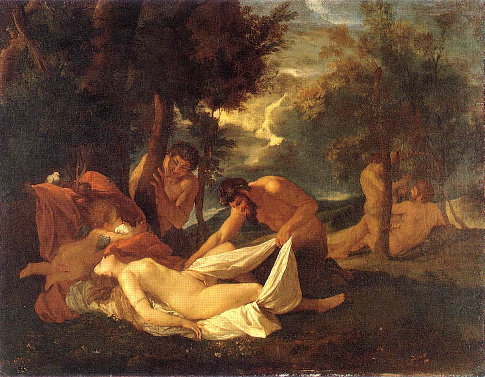 Sleeping Venus, surprised by Satyr by Nicolas Poussin