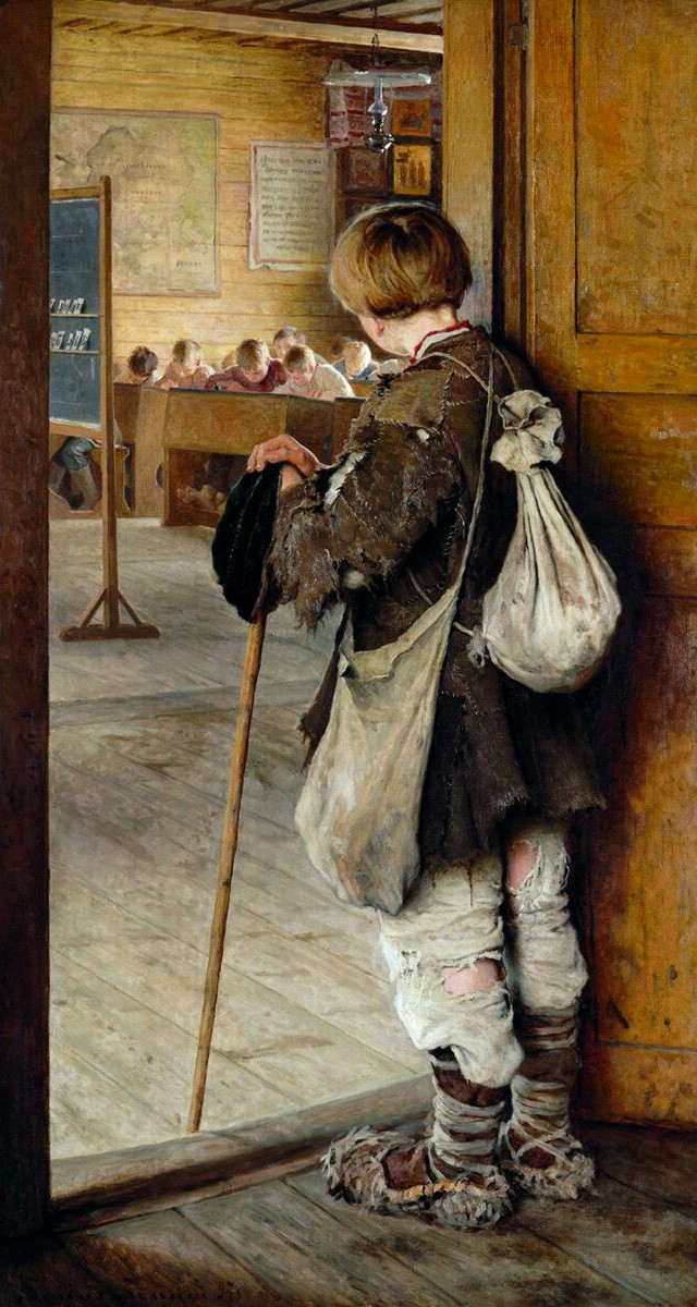 At School Doors by Nikolay Bogdanov-Belsky