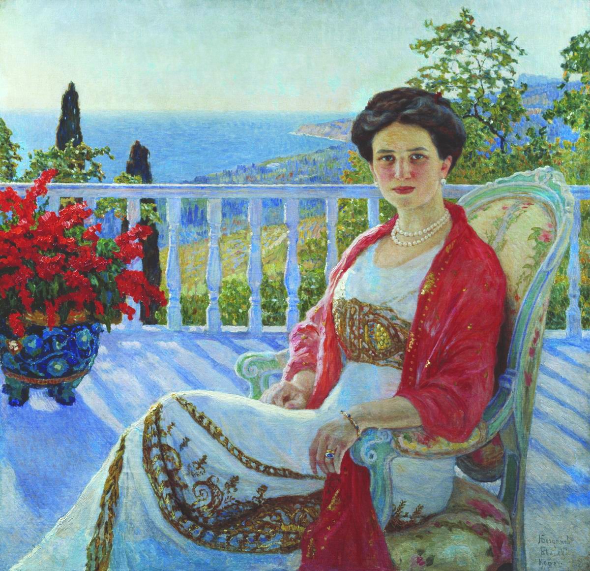 Lady on a Balcony, Koreiz by Nikolay Bogdanov-Belsky