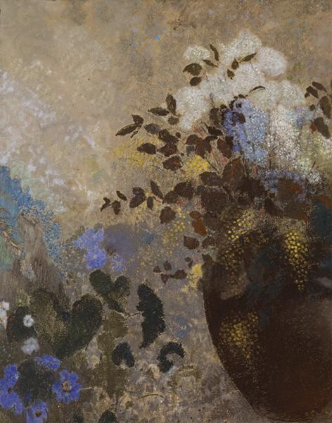 Flowers in a Black Vase by Odilon Redon