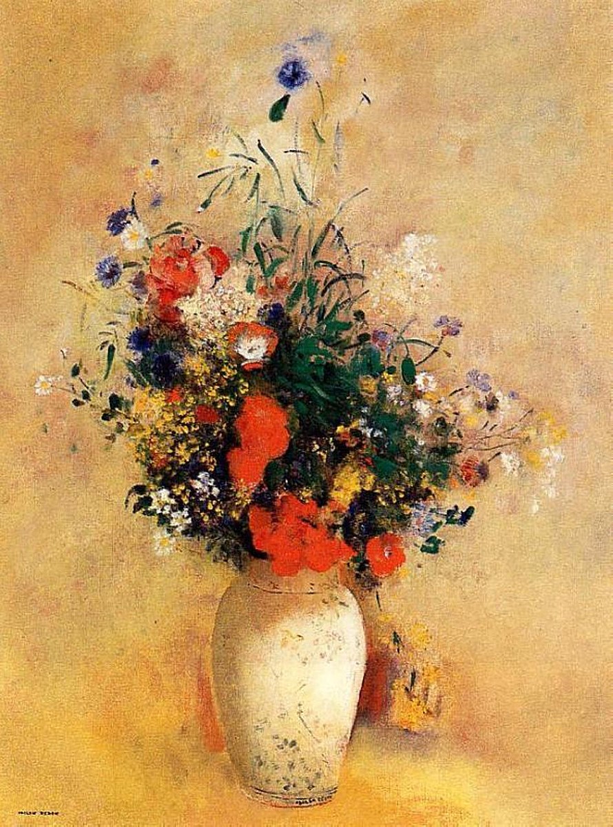 Flowers in a Blue Vase by Odilon Redon