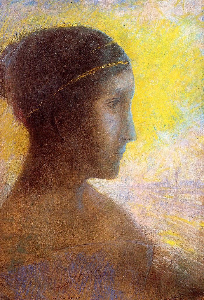 Head of a Young Woman in Profile by Odilon Redon