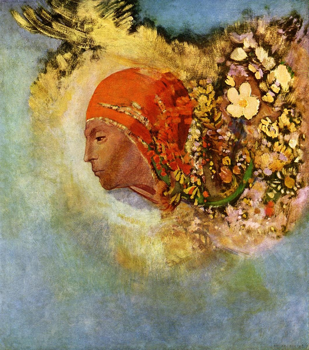 Head with Flowers by Odilon Redon