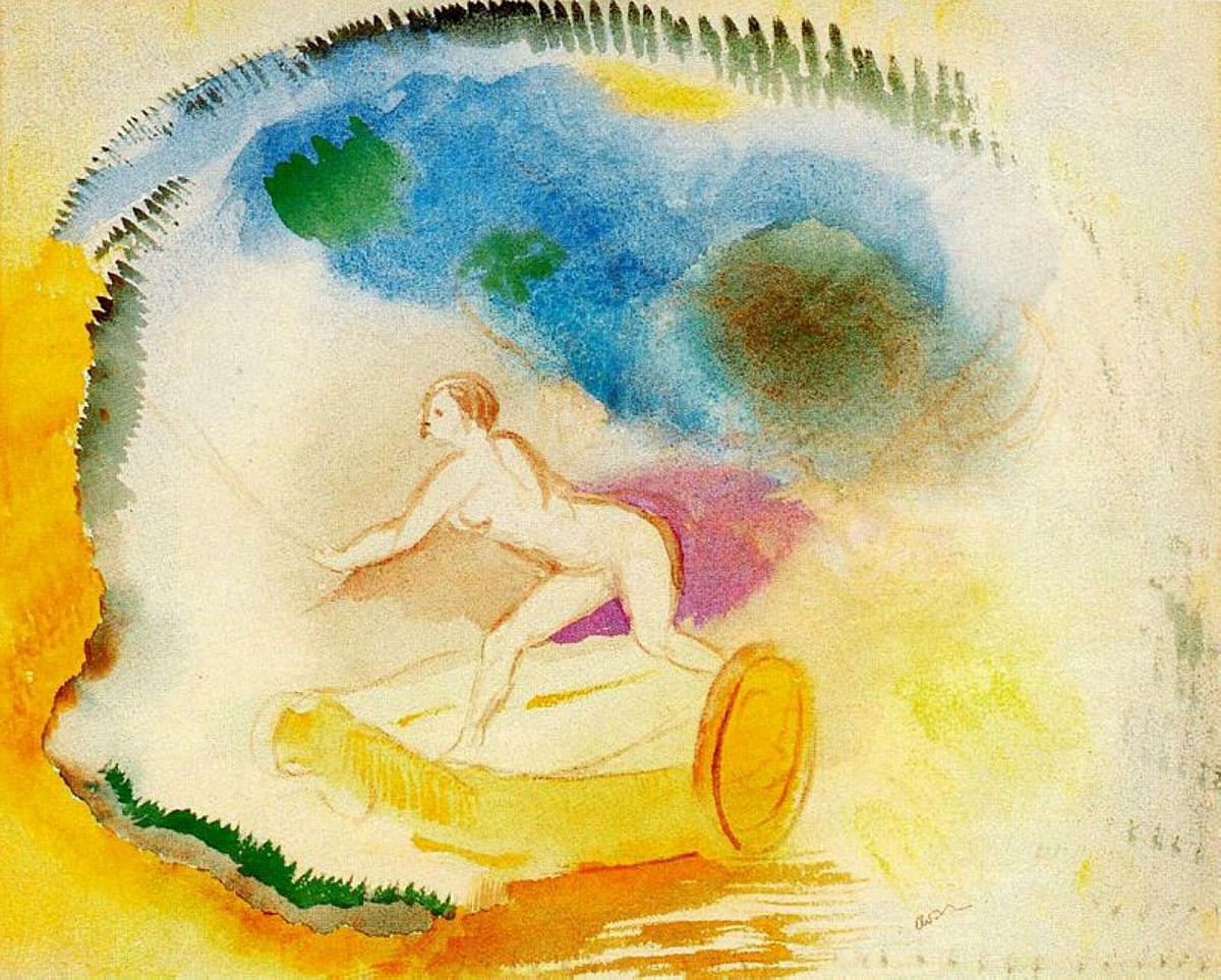 Naked Woman on a Car by Odilon Redon