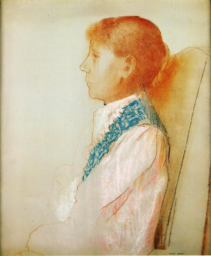 Portrait of Madame Redon in Profile by Odilon Redon