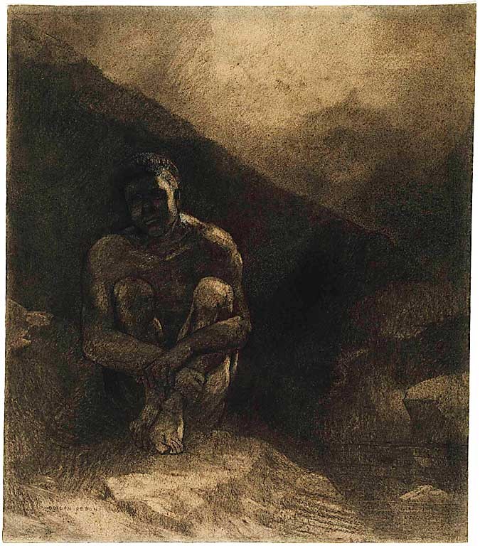 Primitive Man Seated in Shadow by Odilon Redon
