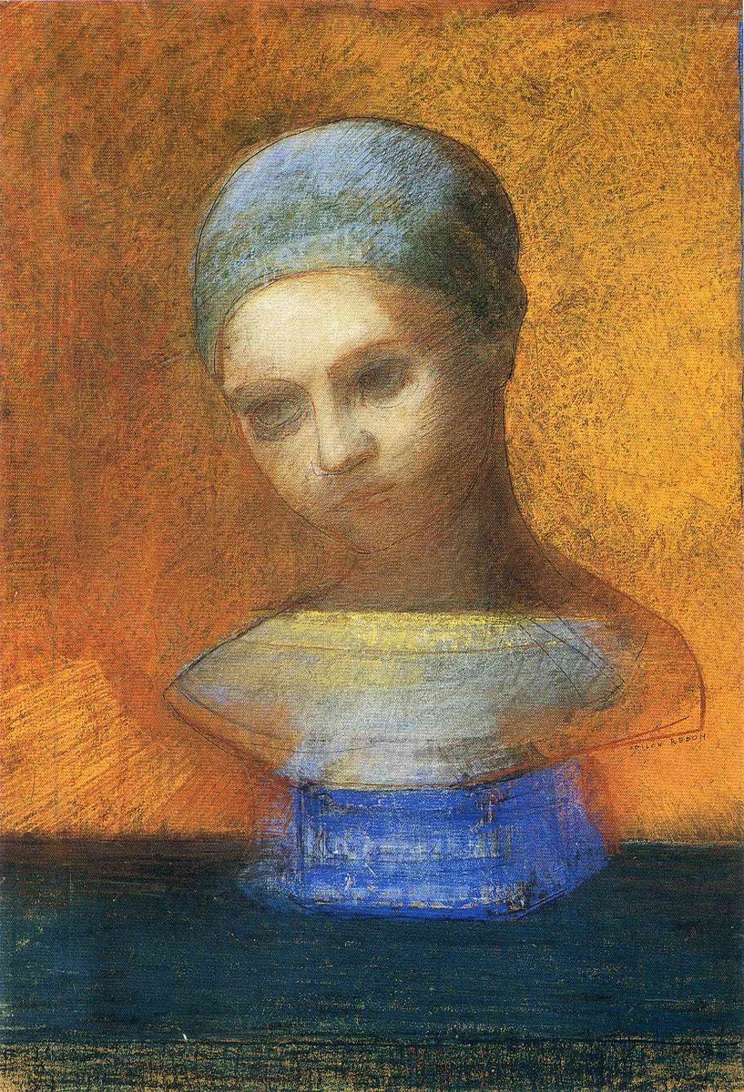 Small Bust Of A Young Girl by Odilon Redon