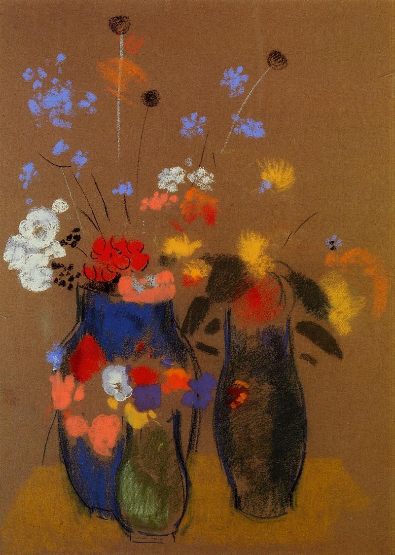 Three Vases of Flowers by Odilon Redon