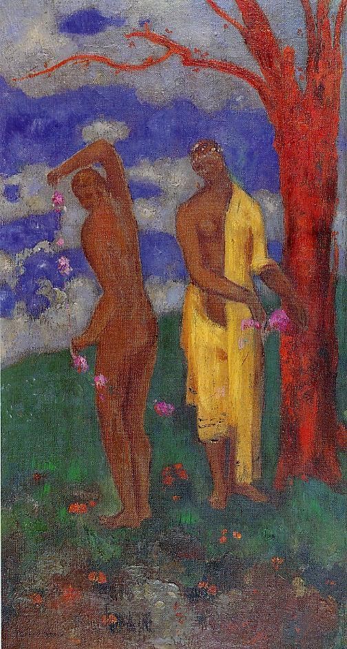 Two Women under a Red Tree by Odilon Redon