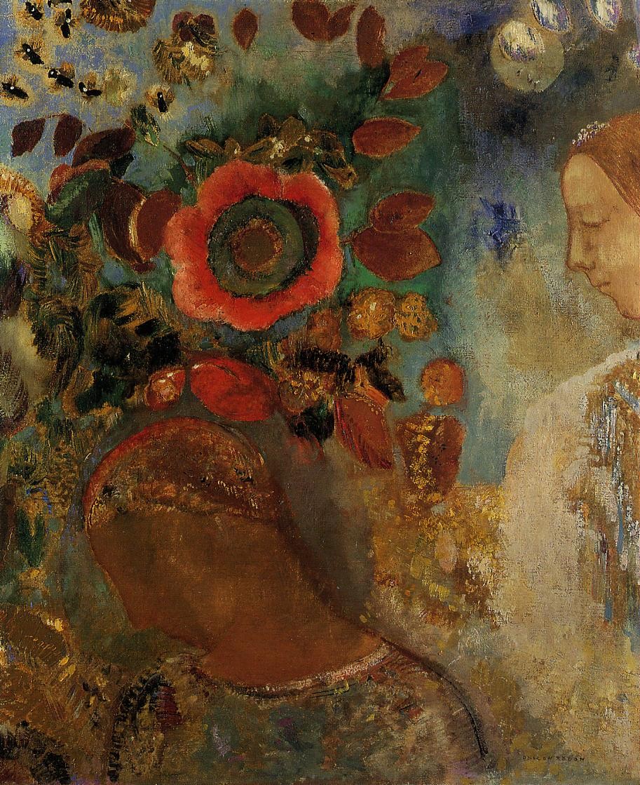 Two Young Girls among the Flowers by Odilon Redon