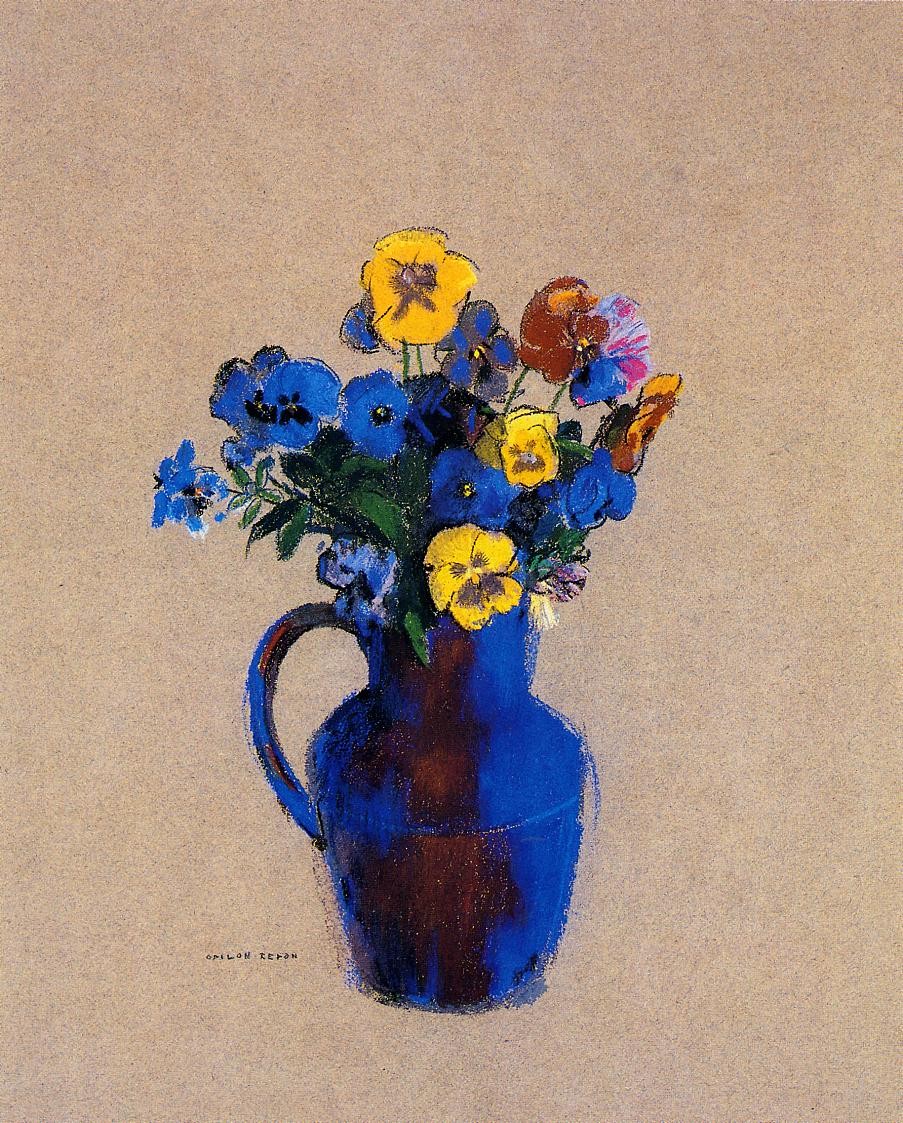 Vase of Flowers Pansies by Odilon Redon