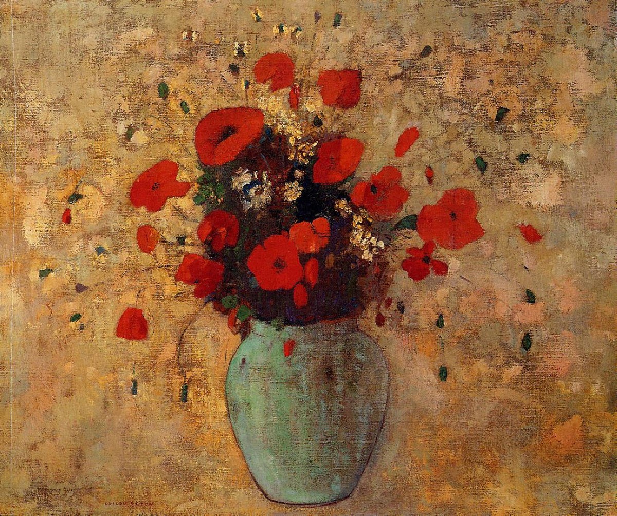 Vase of poppies by Odilon Redon