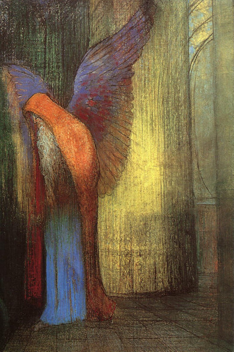 Winged Old Man with a Long White Beard by Odilon Redon