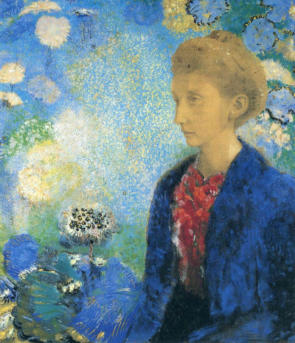 Woman in Profile under a Gothic Arch by Odilon Redon