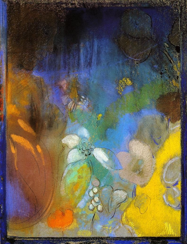Woman in Profile with Flowers by Odilon Redon