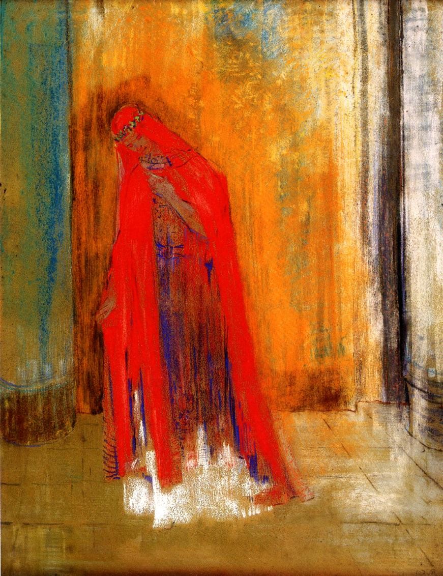 Woman in Red by Odilon Redon